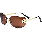 AICase Futuristic Rimless y2k Sunglasses for Women Men Fashion Wrap Around Frame 2025 Trendy Chic Shield Frameless Miu Designer Sunnies UV400 Protection