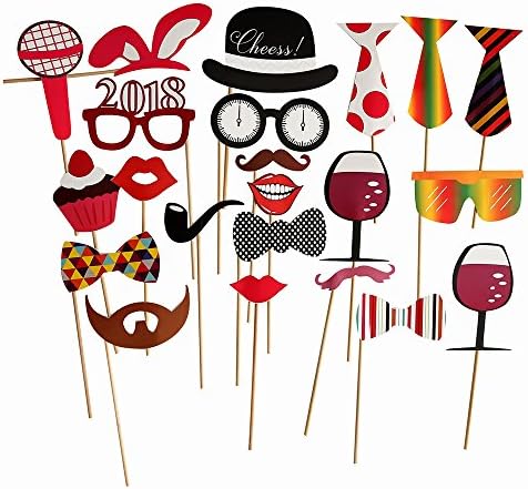 Christmas & New Years Eve Photo Booth Props 2018 NO DIY REQUIRED Funny Holiday Party Decorations for All Family - 23 Count