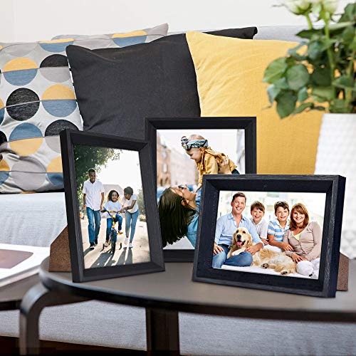 Metrekey 11x14 Picture Frame Woodgrain Beveled Edge 14x11 Photo Frames 2 Pack Wall Mounting Decor Plexiglass Cover Black