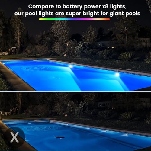 LyLmLe 20W Wireless LED Lighting, 12V Submersible Pool Lights with APP Control, Dimmable, IP68, Waterproof, Magnetic Lamp with 8M Cable for Above Ground Pool