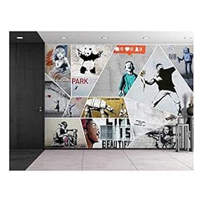 BRAND_NAMEPeel and Stick Wallpapaer Banksy Art Series Collage...