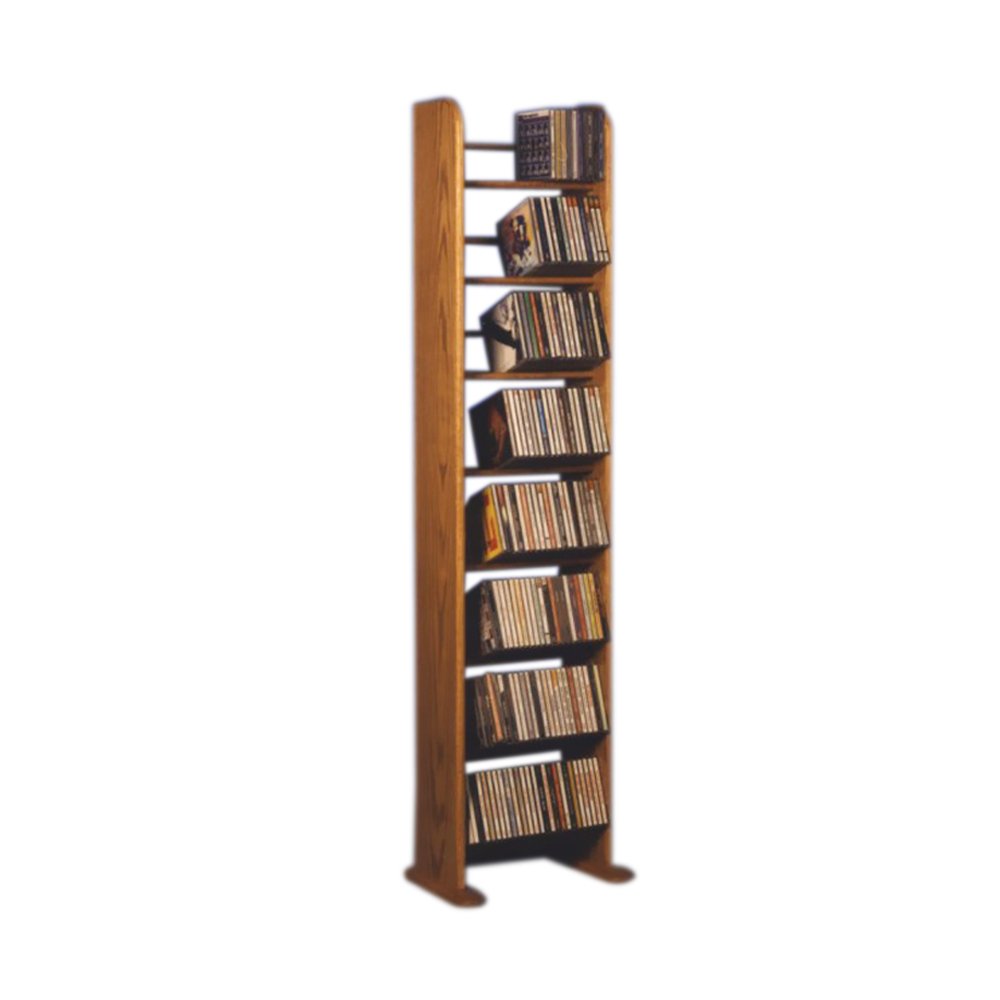 Cdracks Media Furniture Solid Oak 8 Row Dowel Tower CD Rack Capacity