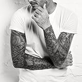 Kotbs 4 Sheets Mix Similar Beckham Neck Arm Body Tattoo Sticker Make up for Men Temporary Tattoos Paper Transfer Fake Tattoo