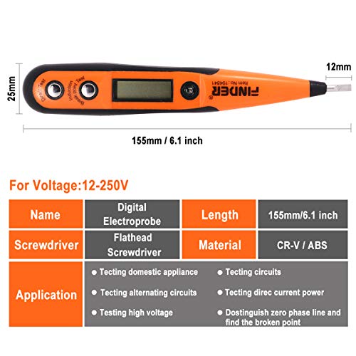 Finder Multifunction Digital Voltage Tester Pen DC & AC Voltage Detector Intelligent Induction Electroprobe For Home Appliance Repairing And Detection - Thumbnail 2