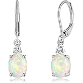 CiNily Opal Dangle Earrings for Women Trendy 14k Gold Plated Drop Dangle Earrings Created Fire Opal Drop Earrings Hypoallergenic Birthstone CZ Earrings Jewelry Gifts for Men Teen Girls