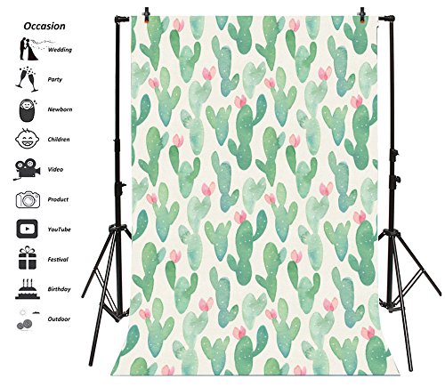 Leyiyi Cactus Backdrop 5x7ft Photography Background Watercolor Painting Desert Plants Spring Green Plant Birthday Party Baby Shower Summer Banquet Cafe Bar Decor Kids Adults Photo Portrait Studio Prop