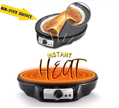 Electric Griddle Crepe Maker Cooktop Nonstick 12 Inch Aluminum