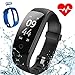 Aneken Fitness Tracker Activity Tracker with Heart Rate Monitor IP67 Bluetooth Smart Bracelet with Pedometer Sleep Monitor Watch with Replacement Strap for Android iOS Smartphone, Black