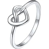 Silvora 925 Sterling Silver Knot Ring Promise Ring Heart Love Rings for Women Band Ring Size 4-12, With Gift Box