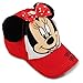Disney Minnie Mouse Ears Baseball Hat for Girls Size 4-7 Kids Cap, Red, Toddler Age 2-4