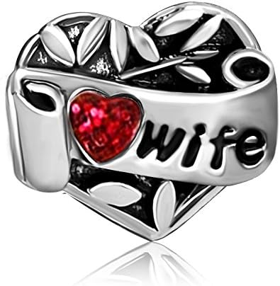 T50Jewelry Wife Love Heart Valentine's Day Red Charms Beads For Bracelet