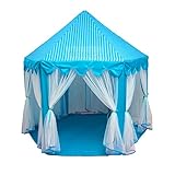 GreEco Newest Princess Castle Play Tent, Fairy Princess Castle Tent, Extra Large Room, New Blue
