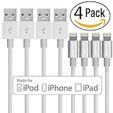 Lightning Cable, YEONPHOM 4Pack 3FT Nylon braided 8pin USB Charging Cables Sync and Charger Cord for iphone 7/7plus se, 6s, 6s plus, 6plus, 6,5s,iPad Mini, Air,iPod - Silver