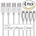 Lightning Cable, YEONPHOM 4Pack 3FT Nylon braided 8pin USB Charging Cables Sync and Charger Cord for iphone 7/7plus se, 6s, 6s plus, 6plus, 6,5s,iPad Mini, Air,iPod - Silver