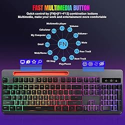 Wireless Gaming Keyboard and Mouse Combo, Rainbow