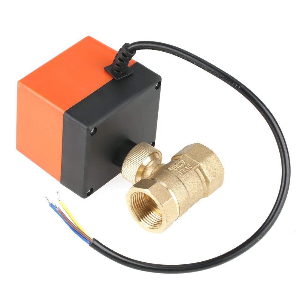 Motorised 2 Port Zone Valve, G3/4" Brass Ball Valve with Cable for Air Conditioning