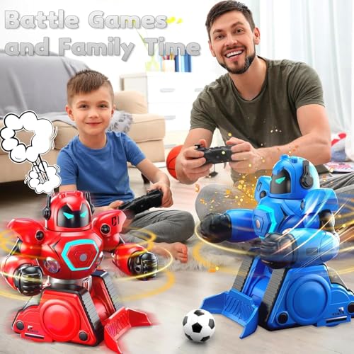 2-Pack Remote Control Fighting Robot Battle Bots Toys with Sounds & Lights - Soccer Game Mode, Suitable for Adults & Kids Ages 6 7 8 9 10 11 12+, Ideal Christmas/Birthday Gift for Boys