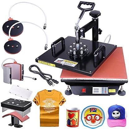 Yescom 5-in-1 15"x15" Digital Heat Sublimation Transfer Press Machine 1200W with Gloves