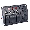 Amarine-made-4-Gang-Red-LED-Indicators-Rocker-Circuit-Breaker-Waterproof-Marine-Boat-Rv-Switch-Panel-Combined-with-Dual-USB-12v-Power-Adapter-Panel-PN-CB4-R-CB1S1S2