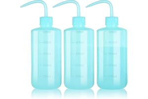 Melphoe Tattoo Wash Bottle Squeeze 3Pcs 500ml Squirt Bottle Succulent Watering Can, Safety Rinse Bottle, Plastic Squeeze Medical Lab Washing Bottle, Tattoo Supplies, Lash Water Bottle Squeezer, Blue