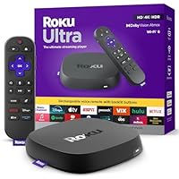 Roku Ultra - Ultimate Streaming Player - 4K Streaming Device for TV with HDR10+, Dolby Vision & Atmos - Bluetooth & Wi-Fi 6- Rechargeable Voice Remote Pro with Backlit Buttons - Free & Live TV