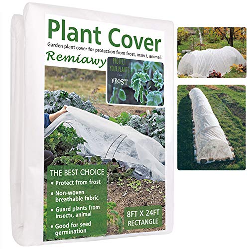 Remiawy Plant Covers Freeze Protection Frost Cover Plant Blanket for Cold Weather -Reusable Frost Blankets for Plants Floating Row Cover for Vegetables Insect Protection Season Extension(8FTX24FT)