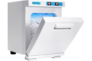 DEPFALL Mini Hot Towel Warmer, 5L Small Hot Towels Cabinet, 2-in-1 Spa Towel Warmers for Facials, Bathroom, Barber, Salon, Esthetician, Beauty, Upgrade Fast Heating Aluminum Interior, White