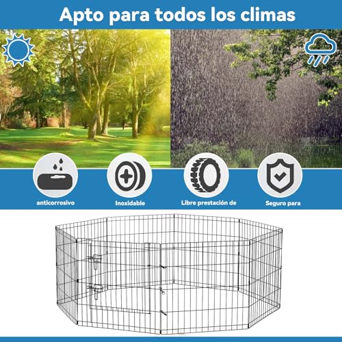 Foldable Exercise Pet Playpen,Jaula para Mascotas,Corral portátil Plegable para Mascotas,Corral para Perro con Puerta,Valla para Perros,Interior/Exterior, para Perros pequeños y medianos,24" x 30"