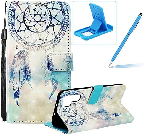 Strap Leather Case for Huawei P30 Pro,Wallet Flip Case for Huawei P30 Pro,Herzzer Stylish Elegant 3D Campanula Feather Pattern Magnetic Stand PU Leather Case with Soft TPU