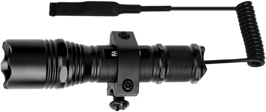 BESTSUN LED Torch Super Bright Waterproof Tactical Flashlight Xm-L2 LED 1200 Lumens 1 Mode Hunting Light with Pressure Switch and and Rail Rifle Mount for Picatinny AR (Battery not Included)