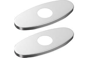 MAYYAYA 2 pc Faucet Plate, Sink Faucet Hole Cover, Deck Plate Escutcheon for Kitchen Faucet- Sink Hole Cover, Plumbing Cover Plates, 5.5" Deck Plate for Pull Down Faucet: Stainless Steel (Chrome)