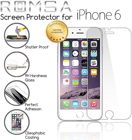 ROMSA Tempered Glass Screen Protector Compatible with iPhone 6/6s Oleophobic Shatterproof and Scratch Resistant Ballistic 0.3mm 9H Protection - Invisible Gorilla Shield