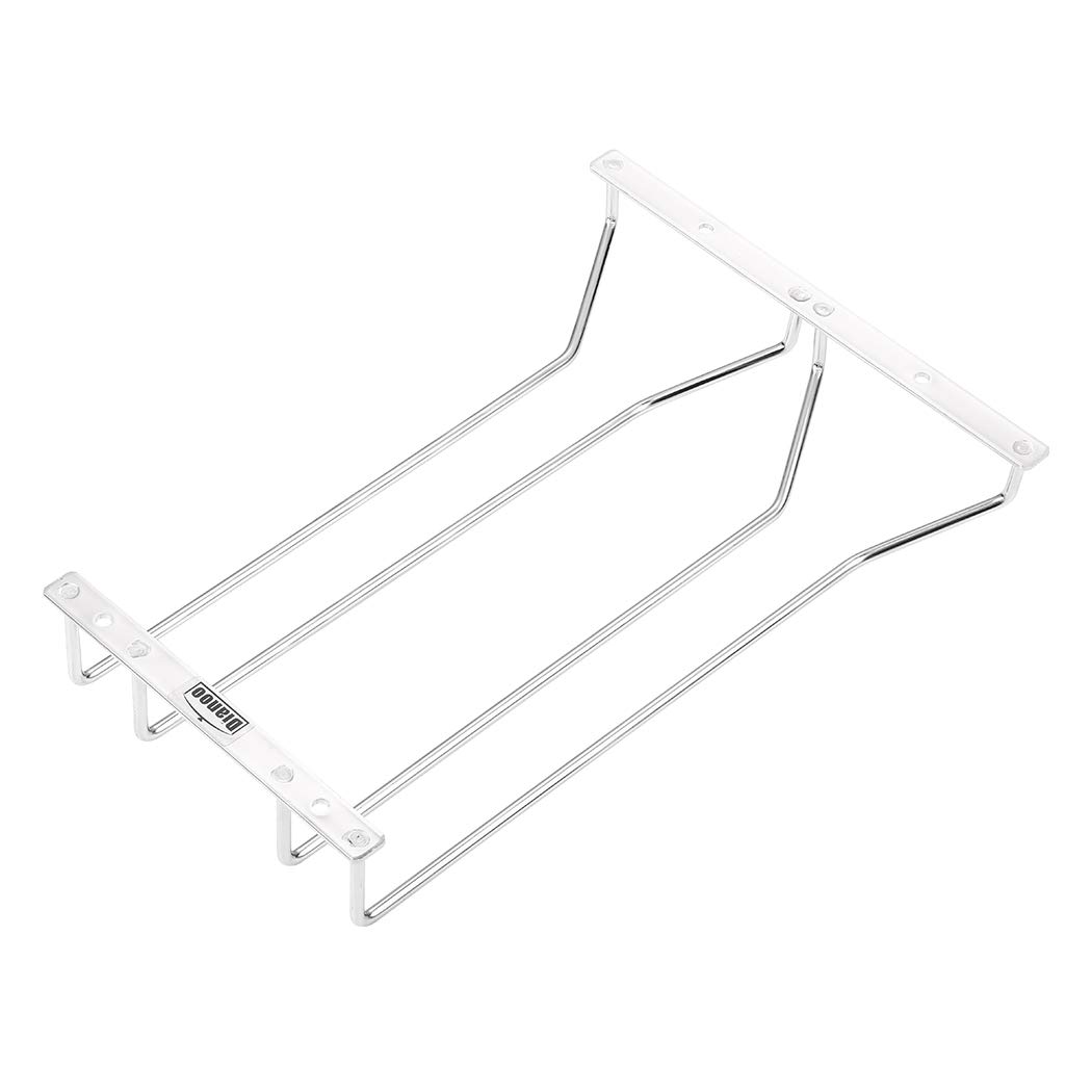 Dianoo Wine Glass Rack Under Cabinet, 304 Stainless Steel Wine Glasses Holder, Stemware Racks Storage for Bar Kitchen 30cm 2 Rows