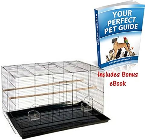 Classic Powder-Coated Metal Cage w/ Pull-Out Base Tray - Perches & Feeding Bowls Are Included Perfect For Smaller Birds By e-Commerce Excellence