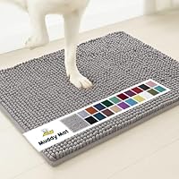 Muddy Mat® | Super Absorbent Door Mat Indoor, Microfiber Quick Dry Chenille Entryway Rug, Non-Slip Front Door Mat, Indoor Mats for Entryway, Machine Washable Pet Rug, Grey 24