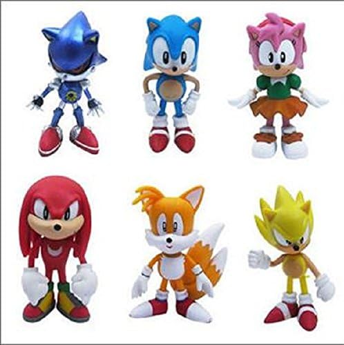 Gold Lion 6 Pieces New The HEDGEHOG Mini Figure PVC Super Sonic Characters 2.2" Model Set