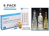 6 White Wine Bottle Cork Lights with 18 Pre-Installed + 18 Replacement Batteries Included, Copper Wire Lights, String Led Lights for Bottles DIY, Mood Lights