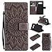 A-slim Galaxy Note 8 Wallet Case, (TM) Sun Pattern Embossed PU Leather Magnetic Flip Cover Card Holders & Hand Strap Wallet Purse Case for Samsung Galaxy Note 8 - Gray