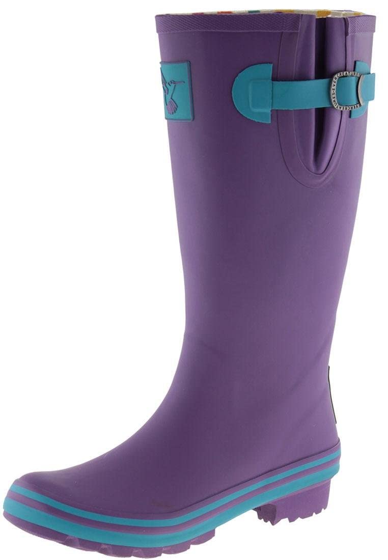 Botas de lluvia EverCreatures para mujeres zapatillas de jardín de botas impermeables a la rodilla, obsesión de berenjenas Wellies_Tall, botas de lluvia moradas, talla 7 de EE. UU. (Reino Unido 5 / UE 38)