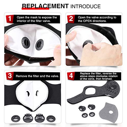 Baban Dust Breathing Mask, Activated Carbon Dustproof Mask, 2 Breathing Mask with 6 Extra Carbon N99 Filters for Pollen Allergy Woodworking Mowing Running Cycling Outdoor Activities(Black and Gray) - Thumbnail 7