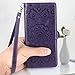 Galaxy S10 Wallet Case, Detachable Magnetic 12 Card Slots Wallet Case Shockproof PU Leather Flip Protective Cover Wrist Strap for Samsung Galaxy S10 (Flower - Purple)