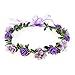 Love Sweety Girls Boho Rose Floral Crown Wreath Wedding Flower Headband Headpiece (Purple)