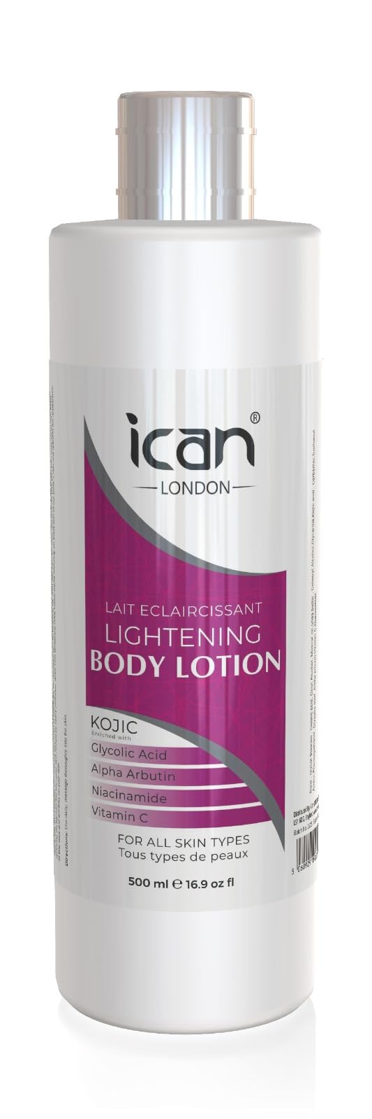 ican London Kojic Lightening Body Lotion Enriched With Glycolic Acid, Niacinamide & Vitamin C 500ml