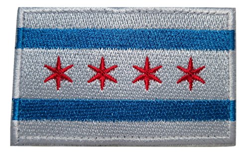 TrendyLuz City of Chicago Windy City Flag Embroidered Hook & Loop Patch