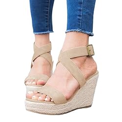 Womens Wedge Platform Espadrille Cross Ankle Strap