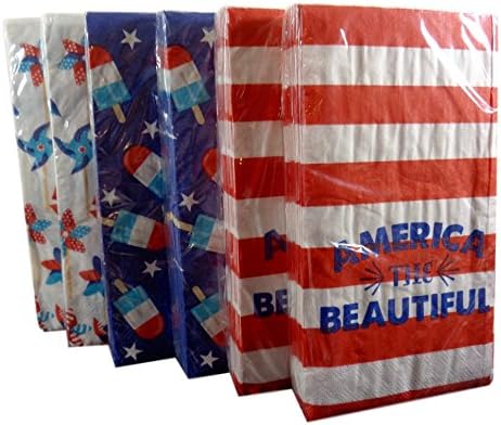 Bulk Buy: Patriotic Assorted Guest Towels / Dinner Napkins, 16/Pkg, Pack of (6)
