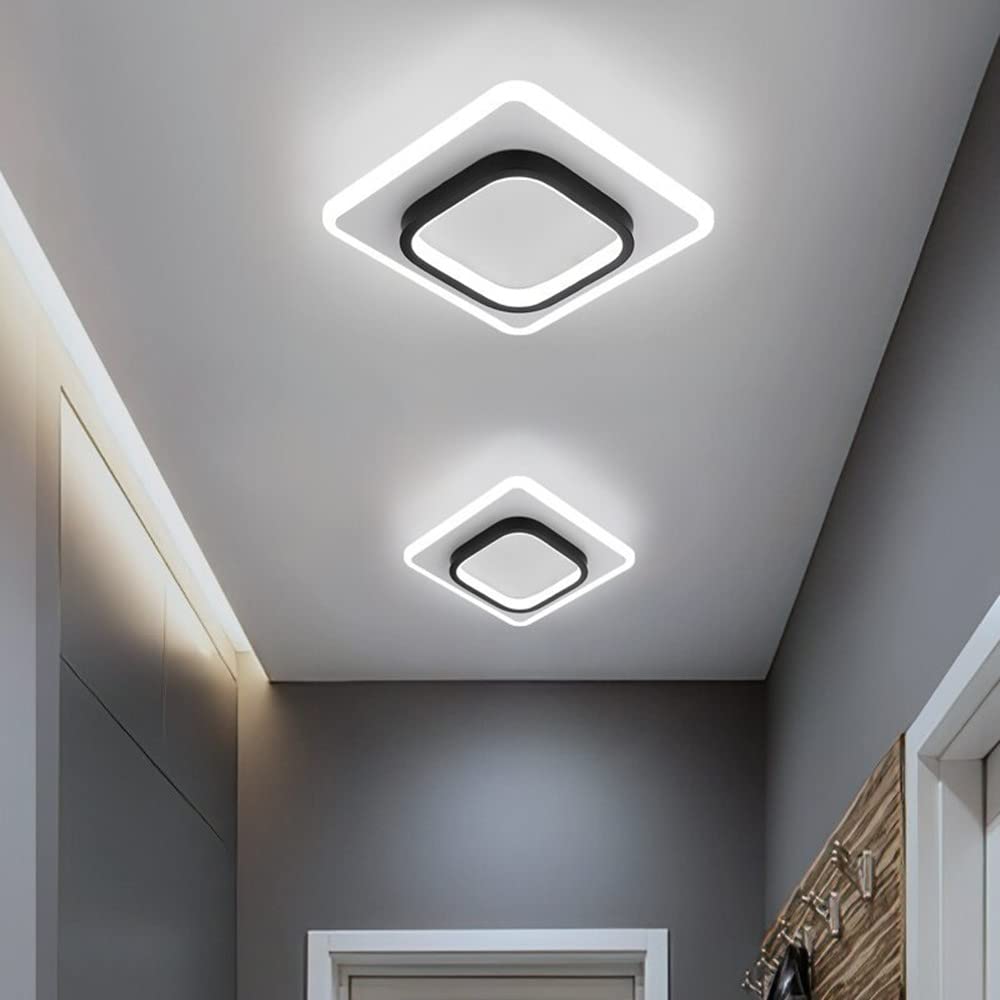 DELIPOP Modern LED Ceiling Light, 21W 2350LM Acrylic Square Ceiling Lamp, Black and White Ceiling Lighting for for Hallway Office Bedroom Kitchen Living Room, Cool White 6000K — image 1
