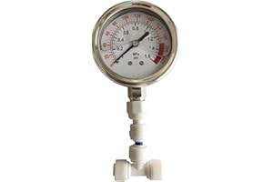 Malida Stainless Water Pressure Test Gauge, Water Pressure Detector for Aquarium Meter 0-1.6MPa 0-220psi Reverse Osmosis System Pump with 1/4.