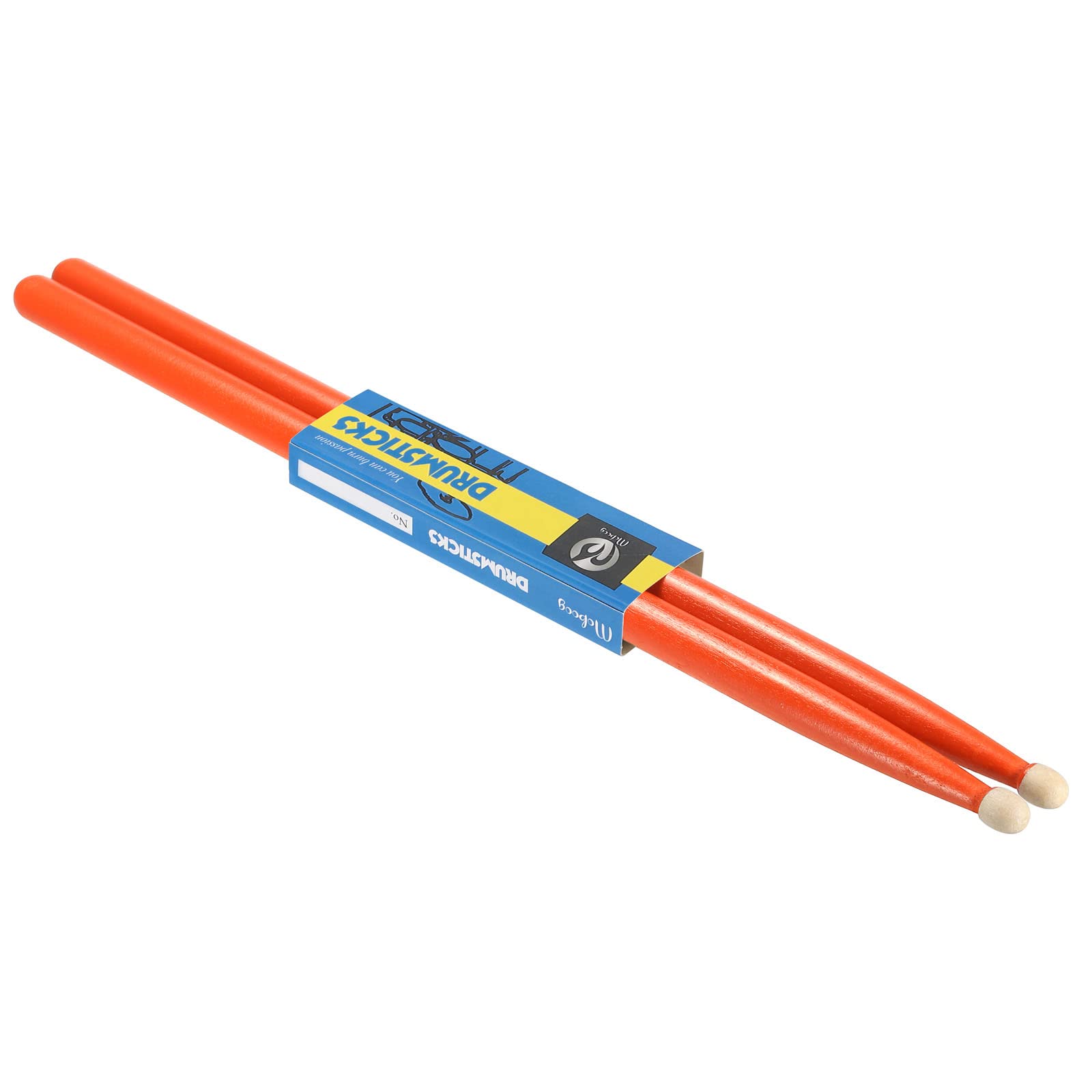PATIKIL Maple Wood Drumstick Anti Slip Drum Stick 5A Orange 1 Pair for Drumming Musical Instrument Percussion