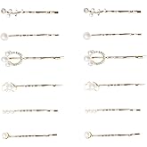 Doromy Hair Accessories - 12Pcs Bridal Golden Metal Hair Clips, Clear Rhinestone & Elegant Artificial Pearl Bobby Pins for Women and Girls Gifts